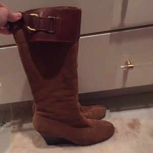 Aerosole size 7.5 suede wedge knee high boot